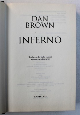 INFERNO de DAN BROWN , 2013 foto