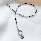 Colier la baza gatului argintiu cu cristale - zodia Capricorn