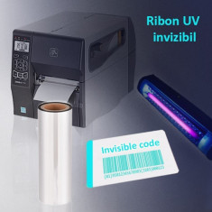 Ribon UV invizibil Cyan pentru imprimante termice, 110 mm, diametru interior 25 mm foto