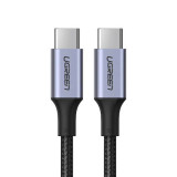 Cablu date Ugreen USB-C la USB-C, 5 A, 100 W, 480 Mbps, 1.5 m, Gri