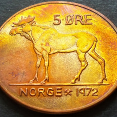 Moneda 5 ORE - NORVEGIA, anul 1972 *cod 3253 B = patina frumoasa