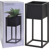 Home&amp;Styling Ghiveci de flori cu suport, negru, 50 cm, metal GartenMobel Dekor, vidaXL