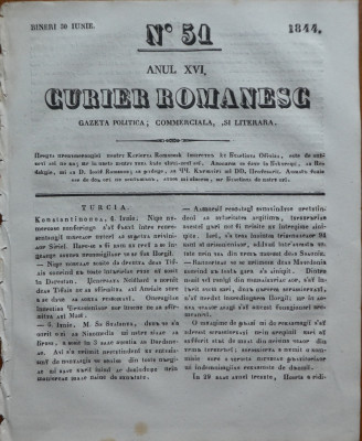 Curier romanesc , gazeta politica , comerciala si literara , nr. 51 din 1844 foto