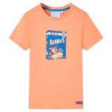 Tricou pentru copii cu m&acirc;neci scurte, portocaliu neon, 140, vidaXL