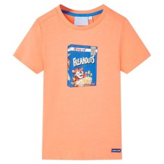 Tricou pentru copii cu m&acirc;neci scurte, portocaliu neon, 140