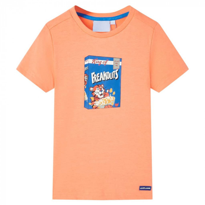 Tricou pentru copii cu m&acirc;neci scurte, portocaliu neon, 140
