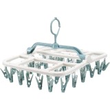 Uscator de Rufe Suspendat Pliabil, 40 Carlige, Rotire 360 Grade, Alb/Albastru, Plastic Durabil, Dimensiuni 36x24 cm
