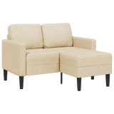 vidaXL Canapea cu 2 locuri cu șezlong &icirc;n formă L, țesătură crem 125 cm