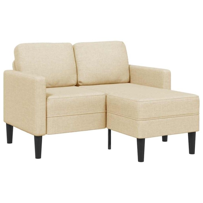 vidaXL Canapea cu 2 locuri cu șezlong &icirc;n formă L, țesătură crem 125 cm 4107065