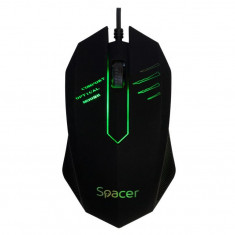 Mouse cu fir Spacer Gaming, 1000 dpi, iluminare RGB, USB, negru foto