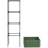Outsunny Jardinieră cu spalier reglabil, ladă de flori cu cușcă pentru roșii din oțel galvanizat 61 x 61 x 187 cm verde | Aosom Romania