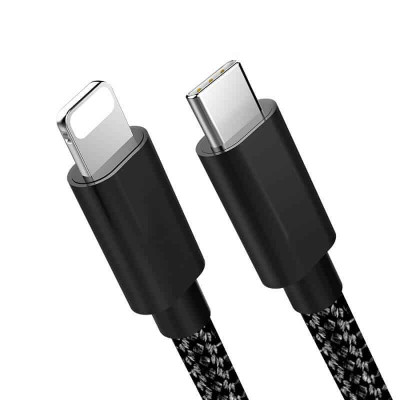 Cablu de date Edman, USB-C To Lightning (iPhone), 18W, 1m, Negru foto