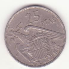 Spania 25 pesetas 1957 (64 &amp;icirc;n stea)-Francisco Franco foto