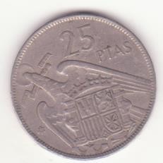 Spania 25 pesetas 1957 (64 &icirc;n stea)-Francisco Franco