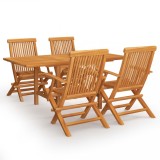 vidaXL Set mobilier de grădină, 5 piese, lemn masiv de tec