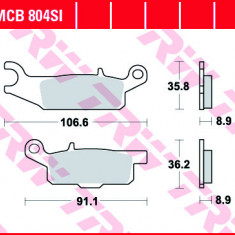 Set placute frana spate dreapta TRW MCB804SI - ATV Yamaha YFM Grizzly (09-11) 550cc - YFM Grizzly (07-13) 700cc