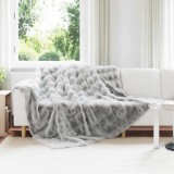 VidaXL Pătură din Blană sintetică de Iepure 4 pcs Gri 220 x 240 cm 42021815