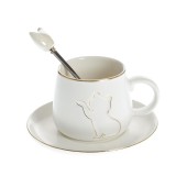 Ceasca ceramica alba cu contur pisica 150 ml