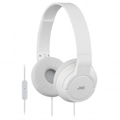 Casti audio cu microfon JVC, compatibile cu iPhone, Android, Alb foto