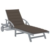 vidaXL Șezlong de grădină cu pernă, lemn masiv de acacia 3061337