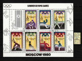 Coreea Nord, 1979 | Jocurile Olimpice Moscova 80 - Olimpiada | Bloc 7v | aph, Sport, Stampilat