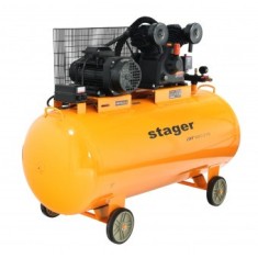 Stager Air 60C370 compresor aer, 370L, 10bar, 600L/min, trifazat, angrenare curea - 6960270410319