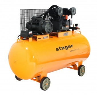 Stager Air 60C370 compresor aer, 370L, 10bar, 600L/min, trifazat, angrenare curea - 6960270410319 foto