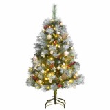 Brad Crăciun artificial articulat cu 150 LED-uri/globuri 120 cm