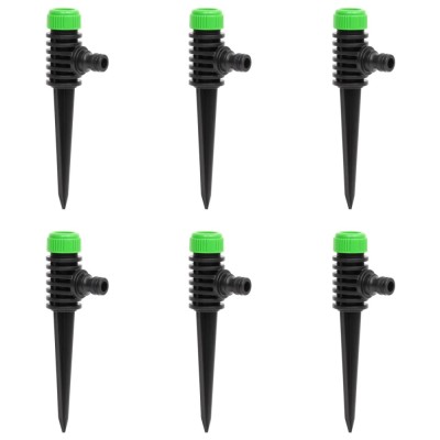 vidaXL Aspersoare rotative 6 buc. verde și negru 3x6x19,5 cm ABS și PP foto
