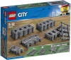 LEGO City Sine 60205, 20 piese, Compatibil cu Trenuri LEGO City 60197, Sine Dreapte, Curbe si Flexibile
