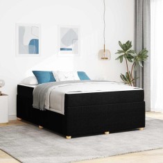 vidaXL Cadru de pat cu saltea cu saltea Negru 140 x 200 cm țesătură