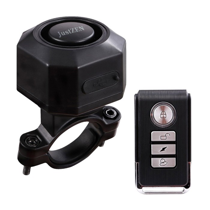 Alarma anti furt pentru biciclete si motociclete 110 db, JustZEN&trade; KSSF32R, reincarcabila, senzor de vibratii ajustabil, impermeabila IP55, telecomanda