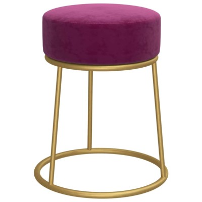 Taburet rotund, violet, catifea foto