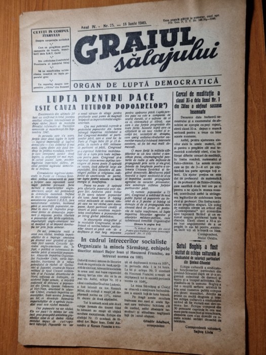 graiul salajului 18 iunie 1949-com.somesu oderheiu,carei,crasna