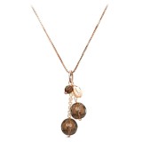 Colier Argint 925 placat Aur Roz cu Cuart Fumuriu Cherry Marak&amp;ograve; Made in Italy, reglabil 40-47cm