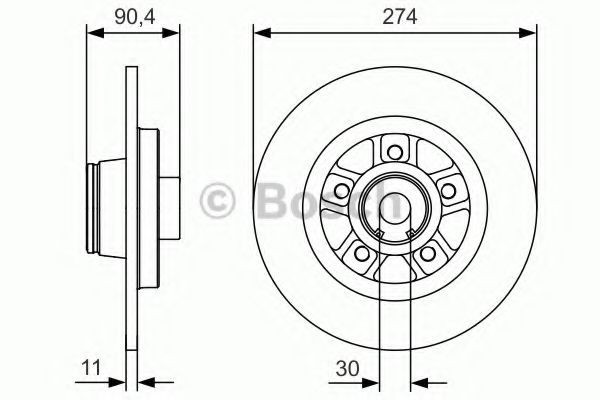 Disc frana RENAULT KANGOO / GRAND KANGOO (KW0/1) (2008 - 2016) BOSCH 0 986 479 015