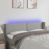 Cumpara ieftin Tăblie de pat cu LED, gri deschis, 147x16x78/88 cm, textil