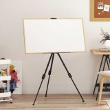 Șevalet Metalic Reglabil Negru vidaXL, 51.5-165cm, Suport Expoziție Artă, Pictură, Panou 41-83cm, Portabil cu Geantă