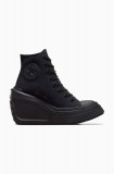 Converse tenisi Chuck 70 De Luxe Wedge femei, culoarea negru, A08094C