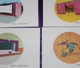 lot 4 planse didactice epoca de aur 1978 - Pe strada (orasul) - Teatru-cinematograf - 24x17 cm