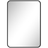 HOMCOM Oglindă de baie cu ramă metalică și agățătoare, 50x2.5x70 cm, negru | Aosom Romania