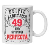 Cana alba personalizata &quot;editie limitata - perfecta&quot;, 49 ani, INOVATIX&reg;️. 330ml