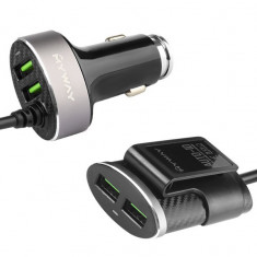 Încărcător 12/24v, 2x Usb + 2x Usb 5.1a Auto Id, Pe Cablu De 100 Cm Cu Clemă Maway 63009