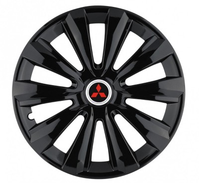 Set 4 Capace Roti Autohelix MSA&amp;reg;, potrivite jantelor de R14, pentru Mitsubishi, model delta negru foto