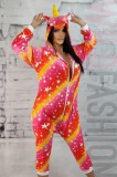 PJM240-552 Pijama kigurumi din material pufos si model unicorn