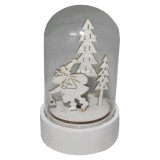 Decoratiune luminoasa Mos Craciun, Strend Pro Woodeco 76041, material lemn si sticla, 1xLed