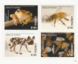 Liberia 2017 - Fauna , Animalele lumii , Bloc 4 valori dantelate , MNH , Kb