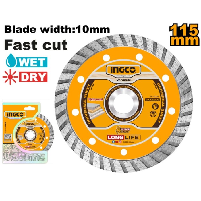 Disc diamantat turbo 180 mmx7,5 mm, pentru taierea pietrei, betonului si ceramicii - Ingco DMD031802