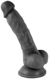 Cumpara ieftin Dildo VSCNOVELTY Mr. Rude Negru 19cm TPE Realistic cu Ventuza, Lungime Inserabila 14cm, Diametru 3.50cm