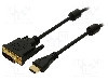 Cablu DVI - HDMI, DVI-D (18+1) mufa, HDMI mufa, 2m, negru, LOGILINK - CH0004 foto